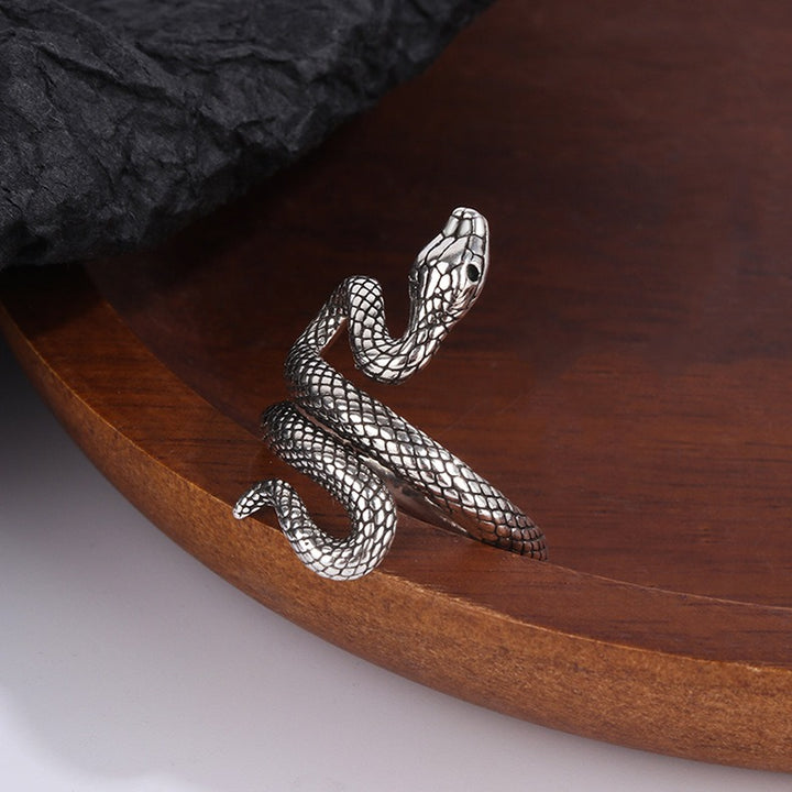Serpent Guardian S925 Sterling Silver Vintage 3D Snake Ring