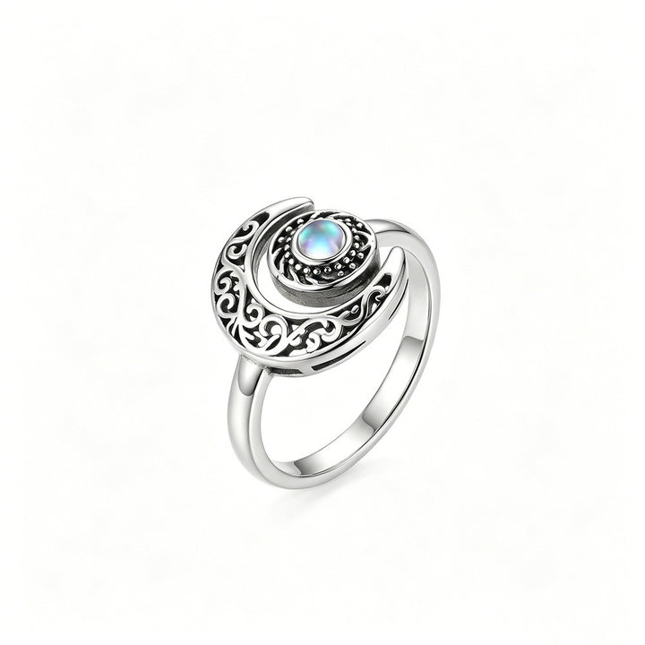 S925 Sterling Silver Vintage Filigree Moonstone Ring