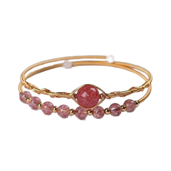14K Gold Hand-Wrapped Natural Crystal Spring Coil Bracelet