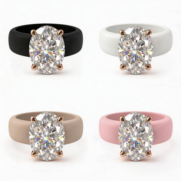 Zero-Pressure Shine Silicone Moissanite 4-Prong Ring