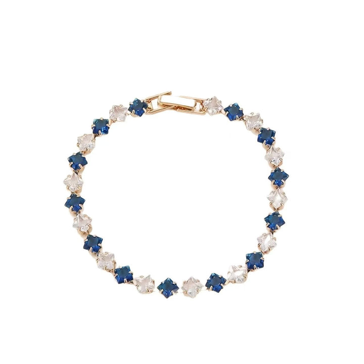 S925 Silver 14K Gold Plated Four-Point Star Cut Gemstone Bracelet