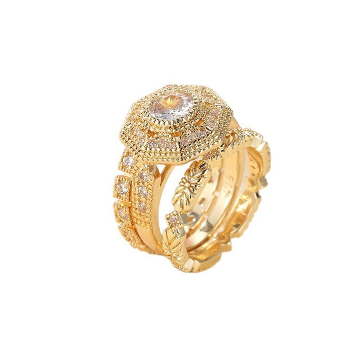 Vintage Stacking Aesthetic 14K Gold Plated 3-Piece Pavé Ring Set