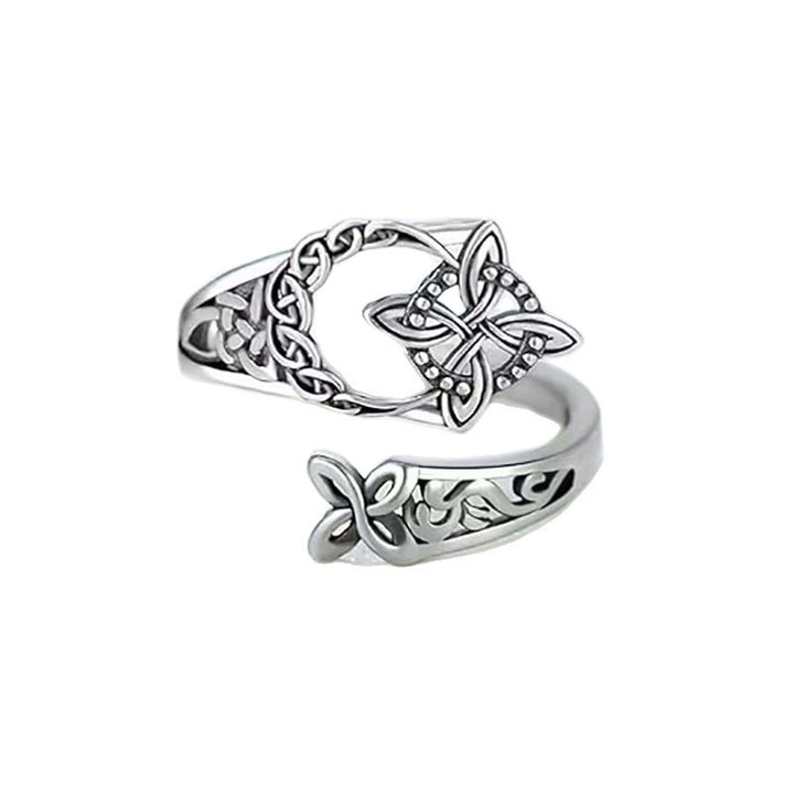 Eternal Knot S925 Sterling Silver Vintage Celtic Witch's Knot Open Ring
