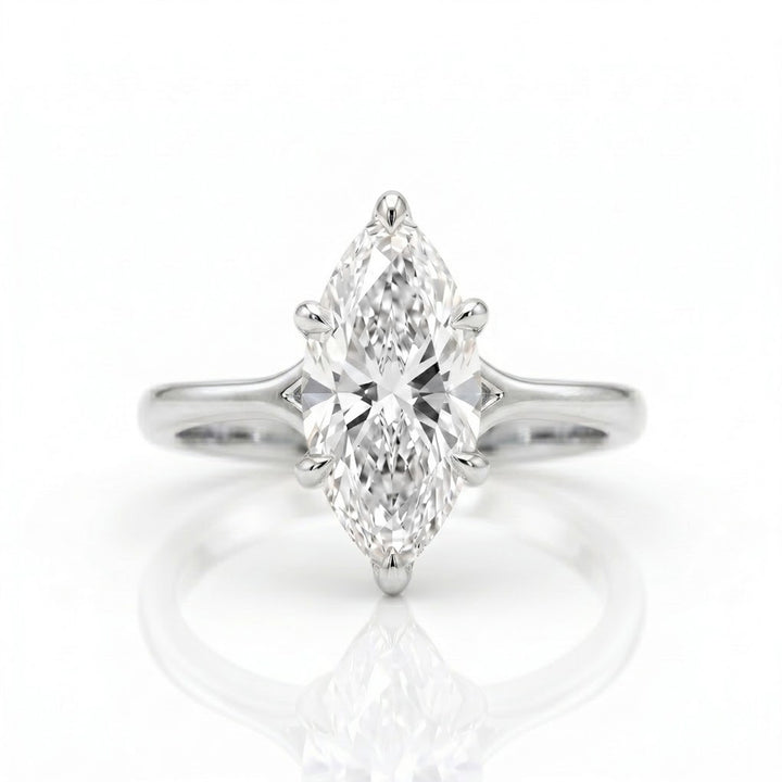 French Elegance Marquise-Cut Solitaire Pavé Stacking Ring Set