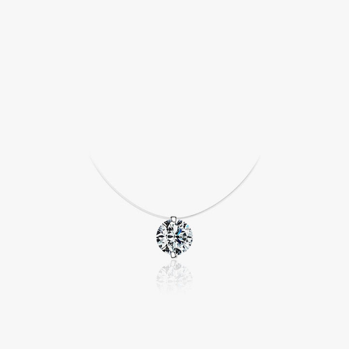 Phantom Diamond Invisible Transparent Wire Solitaire Necklace