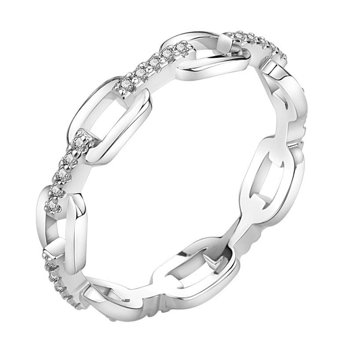 S925 Silver Moissanite Paperclip Link Ring