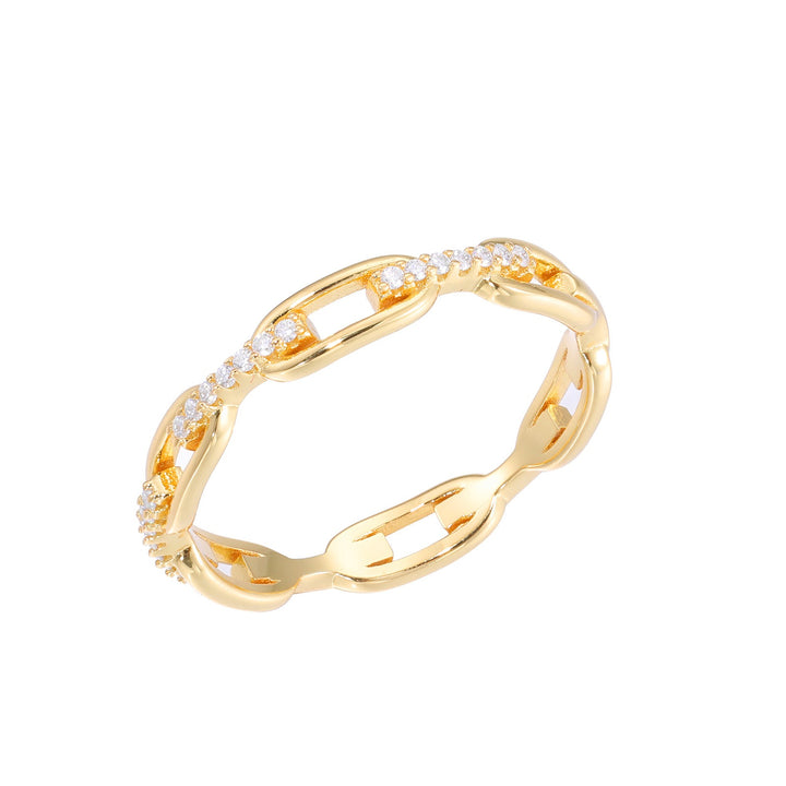 S925 Silver Moissanite Paperclip Link Ring