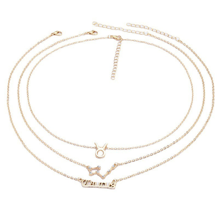 12 Zodiac Signs Layered Necklace Set