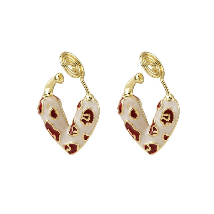 S925 Silver Enamel Painted Heart Hoop Earrings