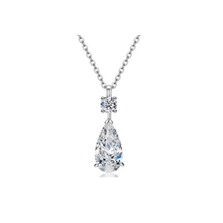 Luminous Teardrop S925 Sterling Silver Two-Stone Pendant Necklace
