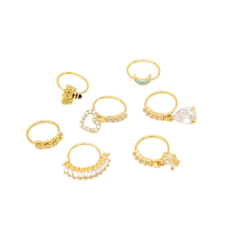Minimalist Cubic Zirconia Turquoise Drop Rings