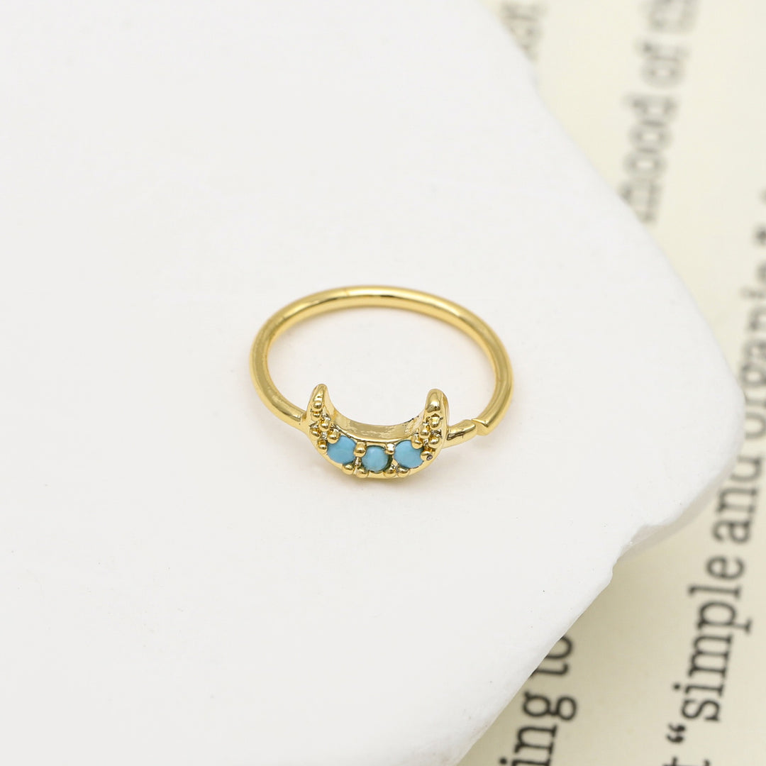 Minimalist Cubic Zirconia Turquoise Drop Rings