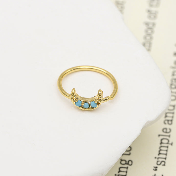 Minimalist Cubic Zirconia Turquoise Drop Rings