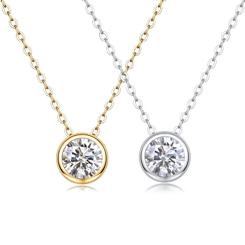 Dainty Minimalist Bezel-Set Moissanite Necklace
