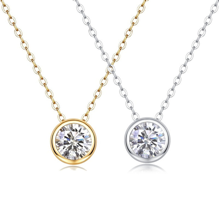 Dainty Minimalist Bezel-Set Moissanite Necklace