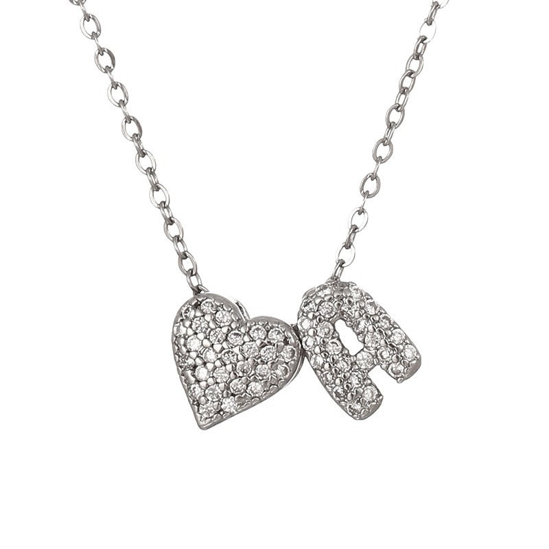 Starlight Heart 26-Letter Pavé Initial Heart Custom Necklace
