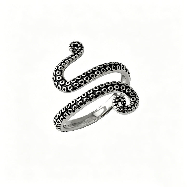 Deep Sea Energy Vintage Oxidized Octopus Tentacle Wrap Ring