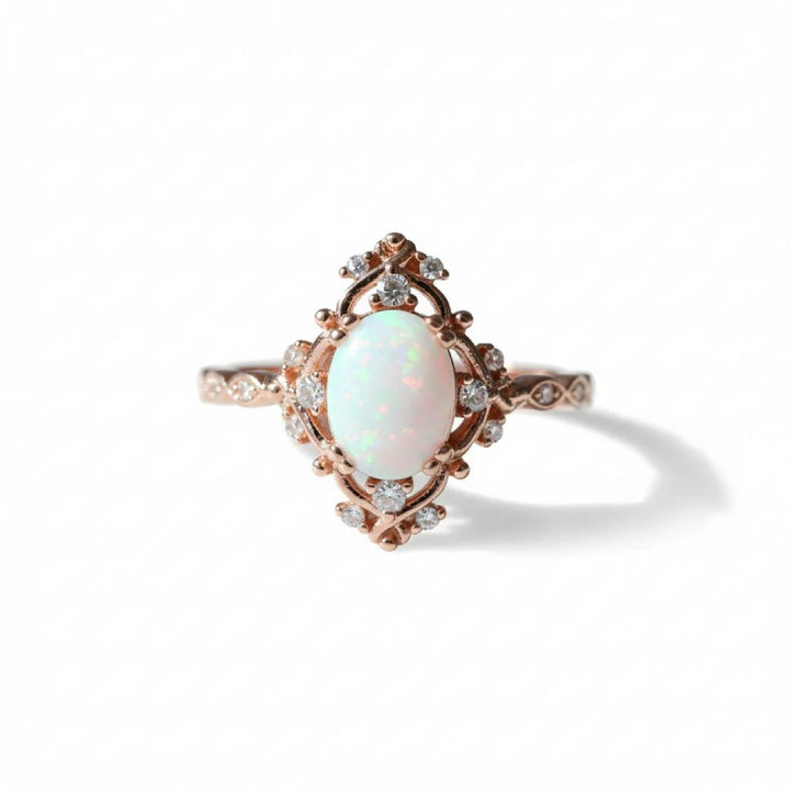S925 Sterling Silver Natural Opal Vintage Lace Ring