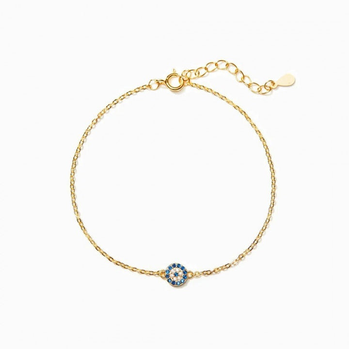 Elegant Guardian Micro-Pavé Blue White Evil Eye S925 Sterling Silver Bracelet