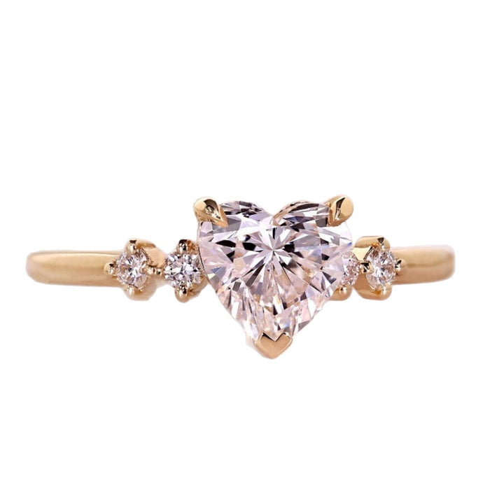 Whispers of Love Heart-Cut Moissanite Side-Stone Ring