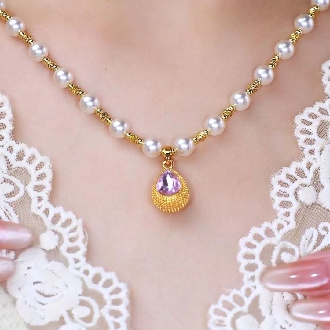 Amethyst Teardrop 18K Gold 2-in-1 Convertible Necklace
