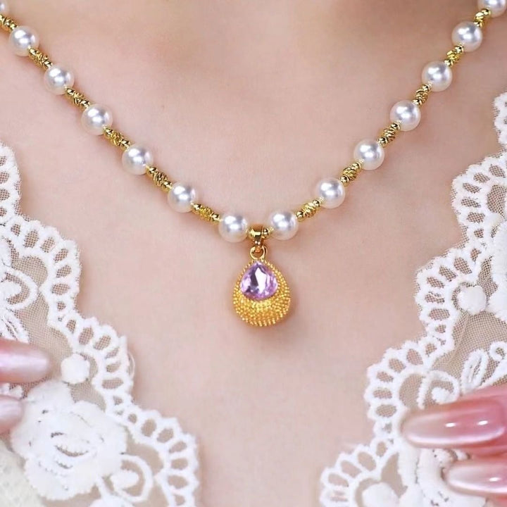 Amethyst Teardrop 18K Gold 2-in-1 Convertible Necklace