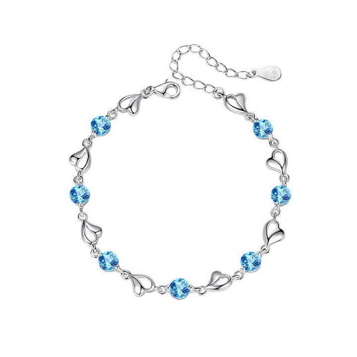 Heart Rhythm Gemstone S925 Sterling Silver Heart Gem Bracelet
