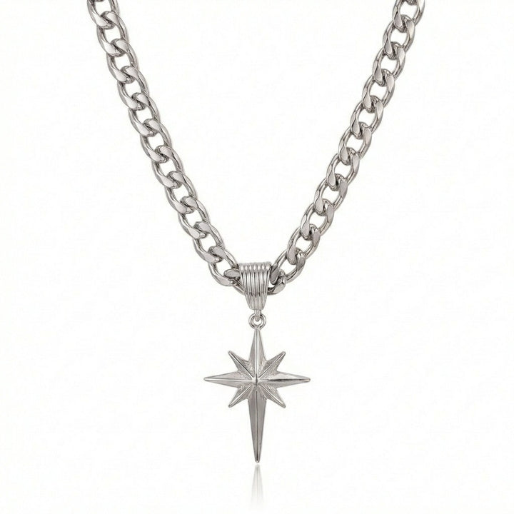 Starlight Guidance Two-Tone Cuban Link Starburst Necklace
