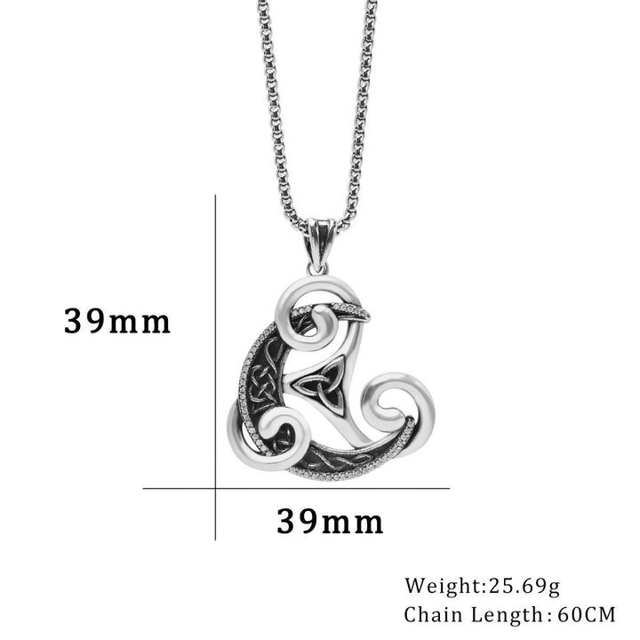 Celtic Crescent Amulet S925 Silver Spiral Protection Necklace
