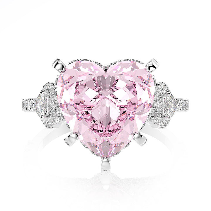 Blush Heart Radiance Platinum Heart-Cut Pink Diamond Three-Stone Ring