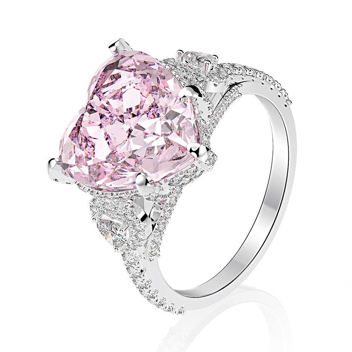 Blush Heart Radiance Platinum Heart-Cut Pink Diamond Three-Stone Ring