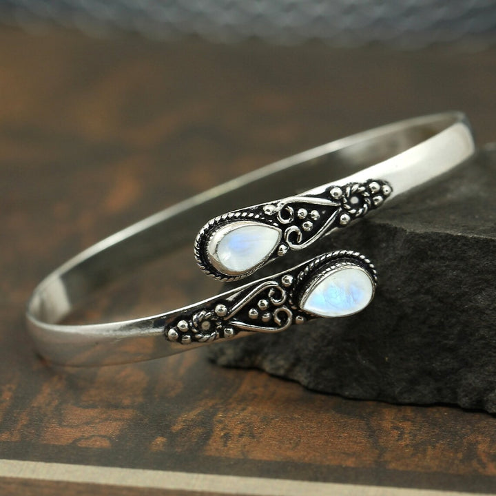 Guardian's Grace Sterling Silver Vintage Multi-Gemstone Open Cuff Bracelet