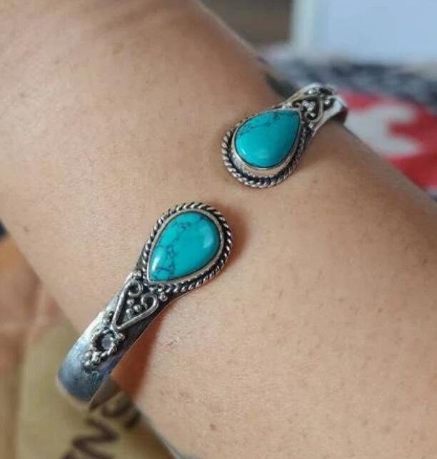 Spirit Guardian Vintage Silver Multi-Gemstone Open Cuff Bracelet