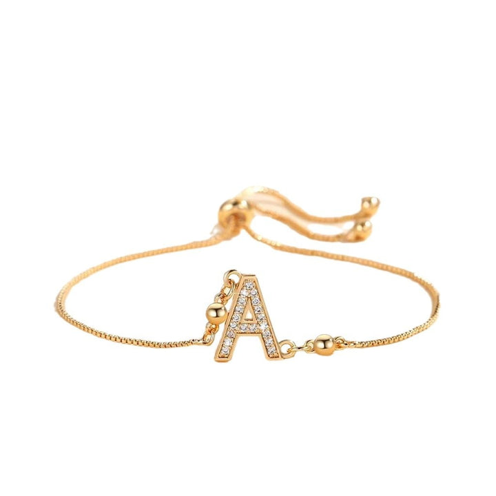 Personalized Touch 18K Gold Diamond 26 Letters Adjustable Bracelet