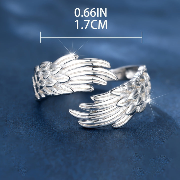 Angel Wings Guardian S925 Sterling Silver Open Cuff Ring