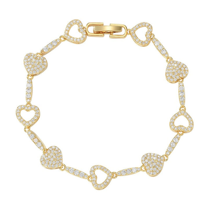 Sparkling Hearts 18K Gold/White Gold Diamond Link Bracelet