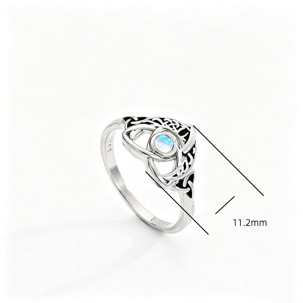 Celtic Protection S925 Silver Moonstone Ring
