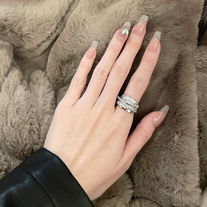 Interwoven Sparkle 18K Gold/White Gold Multi-Layer Pave Open Ring