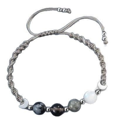 Natural Crystal Moon Phase Handwoven Bracelet