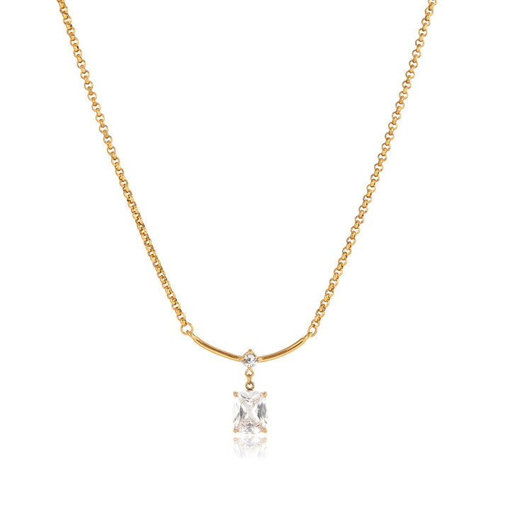 Smile Cushion Cut 18K Gold Pendant Necklace