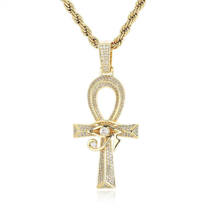 Eye of Life Egyptian Ankh & Eye of Horus Pave Necklace