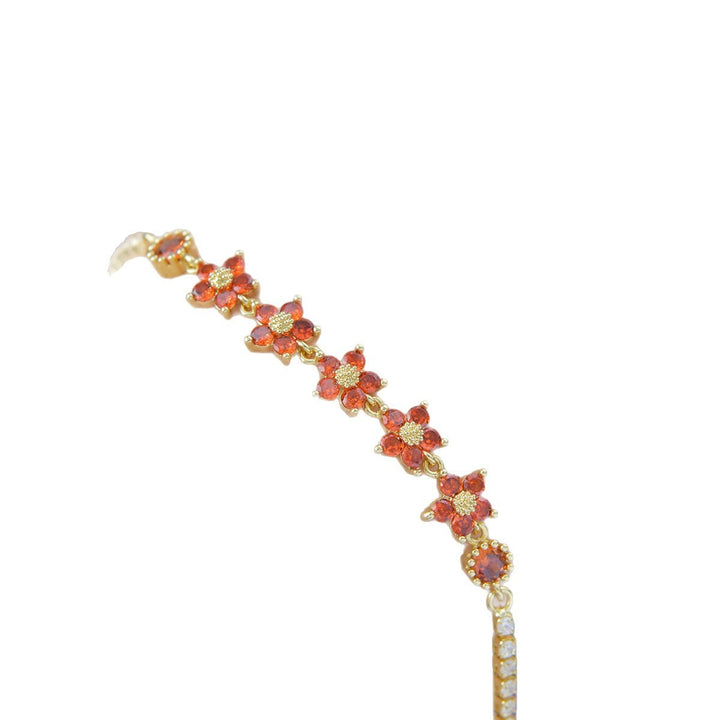 18K Gold Five-Petal Floral Tennis Bracelet