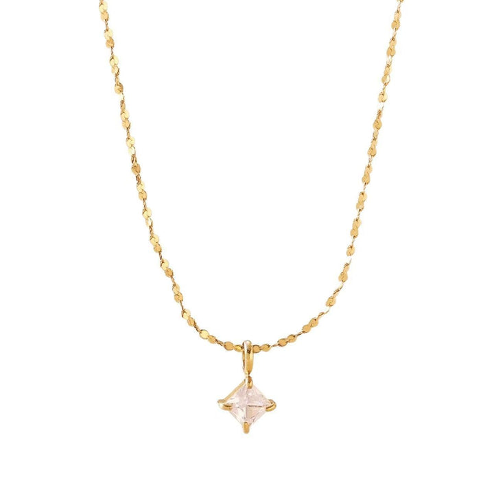 14K Gold Princess Cut Curb Chain Necklace