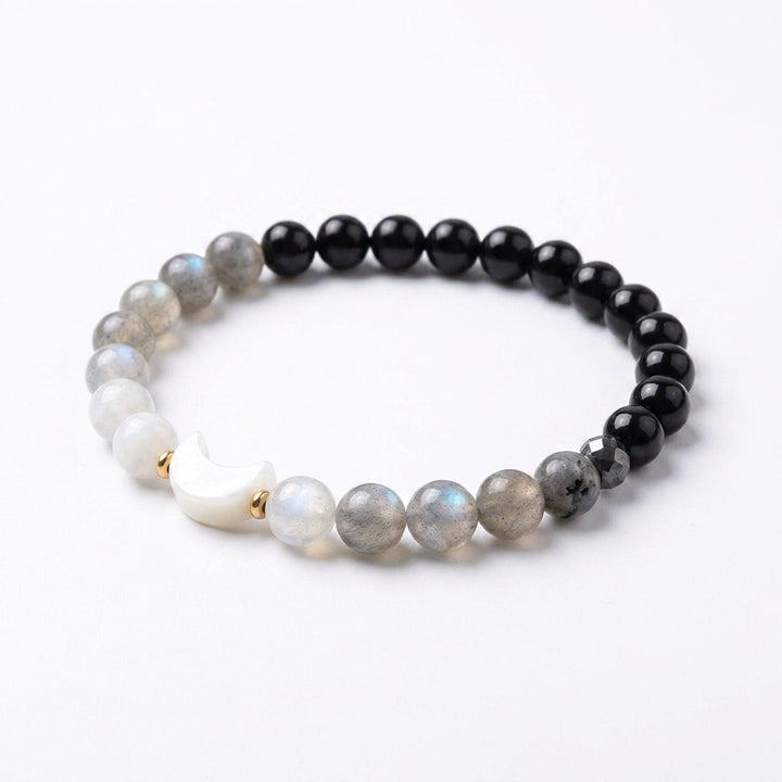 Moon Shield Rebound Natural Obsidian & Moonstone Bracelet