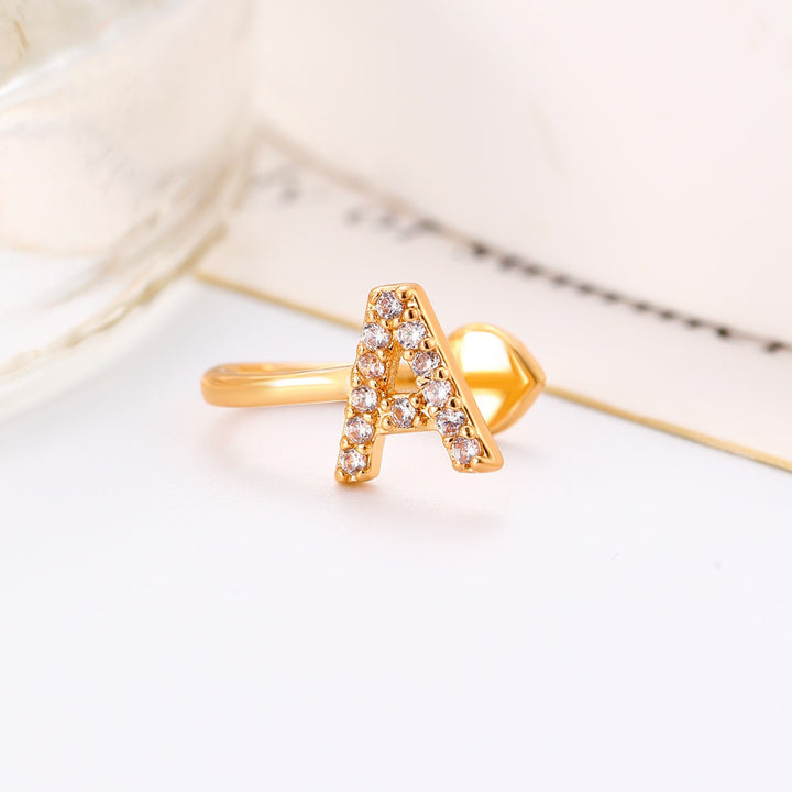 Trendy Minimalist CZ Initial Ear Cuffs / Studs