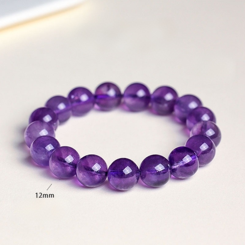Natural Uruguay Amethyst Round Bead Bracelet