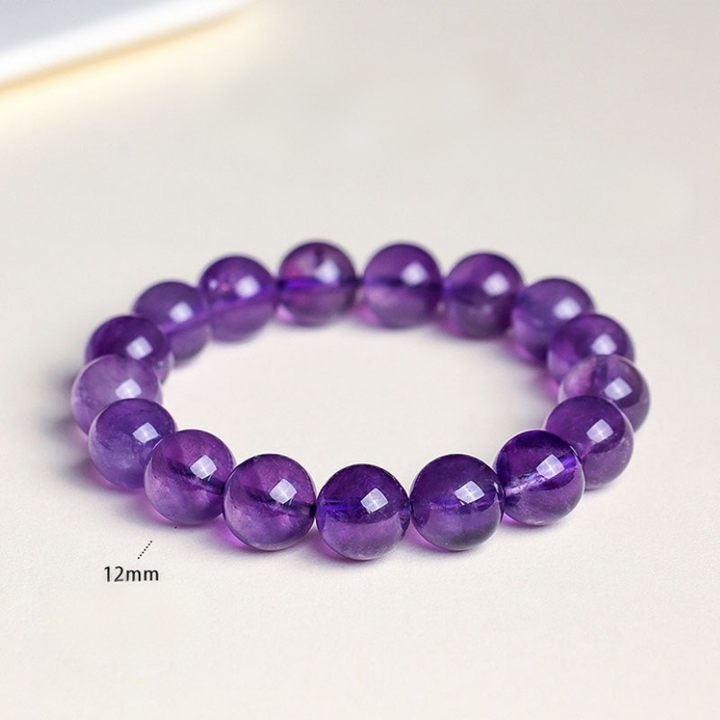 Natural Uruguay Amethyst Round Bead Bracelet