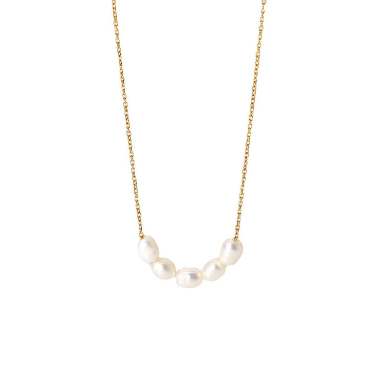 Timeless Serenity 18K Gold Plated Natural Freshwater Pearl Collarbone Necklace
