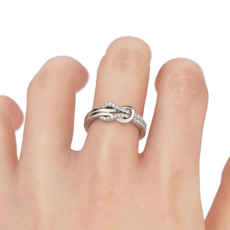 S925 Sterling Silver Infinity Ring with Pavé Stones Eternal Love Intertwined Band