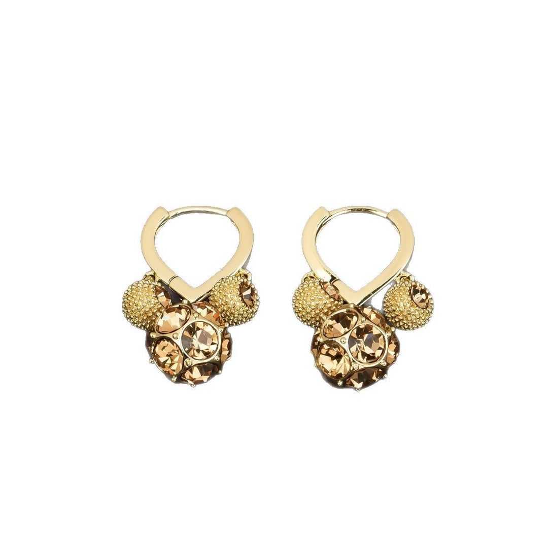 18K Gold Vintage Ball Drop Leverback Earrings | 3D CZ Sphere Pendant